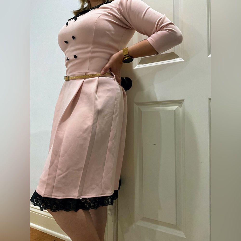 Beautiful light pink dress with collars detailed (includes the belt)